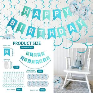 パーティーデコレーション24pcs誕生日のクリアバルーンバナー紙吹雪透明ハッピーに設定