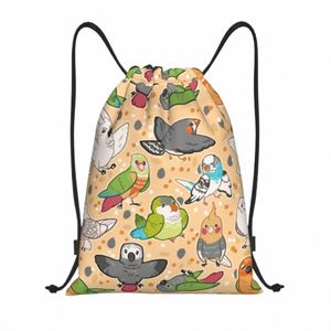 Personalizzato Pet Uccelli Coulisse Zaino Borse Donna Uomo Leggero Cockatiel Budgie Parrot Palestra Sport Sackpack Sacchi per la Formazione 45gq #