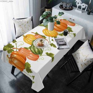 Bordduk Autumn Thanksgiving Pumpkins Rektangel Drapduk för köksbordsdekor Återanvändbart vattentätt bord täcker semesterfestdekor y240401