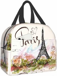 Parigi Torre Eiffel Borse per il pranzo per le donne Ragazzo Ragazza riutilizzabile Lunch Box isolato Adatto da viaggio Lavoro Picnic Beach Office Cooler a8h2 #