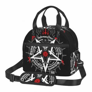 Svart Satan Skull Women Dead Head Mystical Circle Esoteric Halen Dem isolerade lunchpåsar Cooler Thermal Food Bento Bag K9BJ#