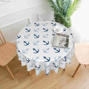 Table Cloth Nautical Round Table Cloth - Waterproof Resistant Wrinkle And Washable Table Cover 150 CM Diameter Y240401