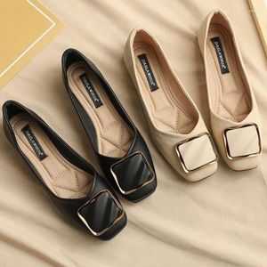 Casual Shoes Flat Women Fashion Square Breathable Black Comfortable Work Soft Large Size Women's Loafers