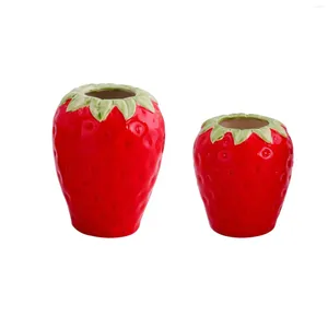 Vases Strawberry Ceramic Flower Vase Tabletop Ornament Arrangement Fruit For Bedroom Dining Table Desk Living Room Office