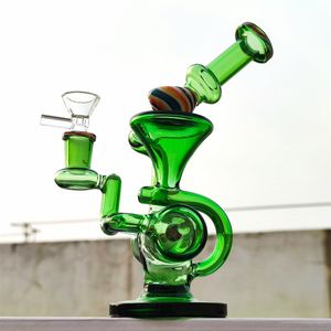 2024 Multifärggrön peruk WAG Colorful Filter 8 tum Glass Bongs Water Pipe Bong Tobacco Smoking Tube 14mm Bowl Dab Rig Recycler Bubbler Pipes