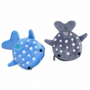 quente!Bonito Carto Plush Shark Coin Purse Plush Animal Wallet Para Mulheres Crianças Zipper Coin Bag n7Zm #