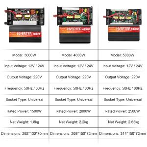 RDDSPON Pure Sine Wave Inverter 3000W 4000W 5000W Inverter per auto a potenza solare LCD Display DC 12v 24v su convertitori di tensione AC 220 V