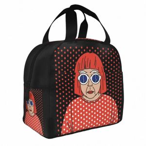 yayoi Kusama Anime Isolierte Lunchtasche, Kühltasche, Lunchbehälter, Polka-Pop-Ästhetische Lunchbox, Tragetasche für Männer und Frauen, Schule, Reisen, D57n#