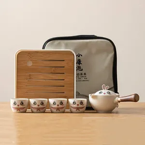 Zestawy herbaciarskie Śliczne szkło dla zwierząt ceramiczny chiński zestaw herbaciany Travel Teapot na infuzer producenta filiżanki