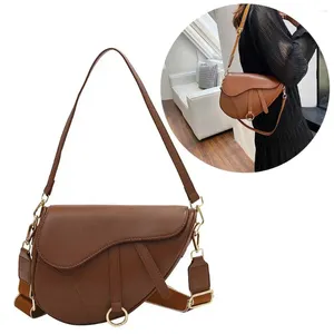 Shoulder Bags PU Leather Fashion Sling Bag Large Capacity Women Stylish Satchel Saddle Solid Color Travel