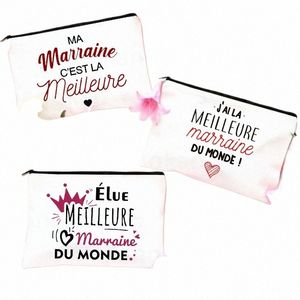 best Godmother French Print Makeup Bags Women Cosmetic Case Travel Toiletries Organizer Female W Storage Pouch Marraine Gifts G50C#