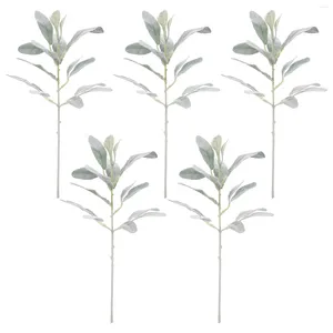 Kwiaty dekoracyjne 5 szt. Plant imitacja Sheep Liście Ucha Flocking Leaf Symulowane zielone aranżacje kwiatowe Sztuczny wystrój