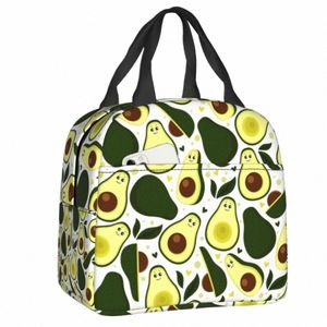 Vegan Fruit Avocado Print Isolated Lunch Tote Bag For Women Cooler Thermal Food Lunch Box For School Work Travel Picknickväskor N76L#