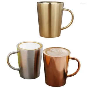 Mugs 340 Ml Stainless Steel Copper Plated Coffee Cup Double Layers 304 High Temperature Resistance Milk Tea Mug