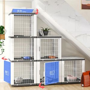 Cat Carriers Super Large Cages Home Indoor Multi-storey Villa Luxury Toilet With Litter Box Simple Resin Cage Pet Supplies L