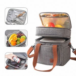 double Layer Shoulder Thermal Cooling Bags Outdoor Picnic Portable Fridge Thermal Bag Food Lunch Box Ice Storage Insulati Bags S4jI#