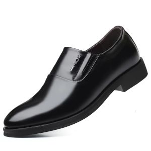 Shoes Cow Leather Elegant Mens Italian Formal Shoes Breathable Brand Male Dress Footwear Black Oxford Shoes for Men Slipon