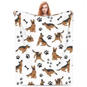 Blankets Warm Soft Blanket Travel German Shepherd Pattern Throw Puppy Pet Flannel Bedspread Couch Chair Novelty Sofa Bed Cover