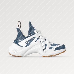 Patlama Üstü Kadın 1AC272 Arşiv Işığı Sneaker Denim Pürüzsüz Buzağı Derisi Trim kült spor ayakkabı dalga şeklindeki dış taban logosu Çift Danteller Arka Döngü Tuval Mavi İtalya kutu