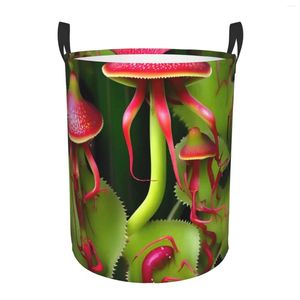 Laundry Bags Various Carnivorous Plant Print Circular Protable Storage Bin Basket For Hamper With Handles Bedroom Clothes