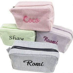 borsa per cosmetici da donna con nome personalizzato custodia per trucco persalizzata ricamata damigella d'onore regali di nozze borse da toilette da viaggio E227 #