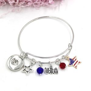 10pcs snap biżuteria patriotyczna krystaliczna gwiazda bransoletki flag bransoletki bransoletki drut bangles kobiety prezentspulsera 240327