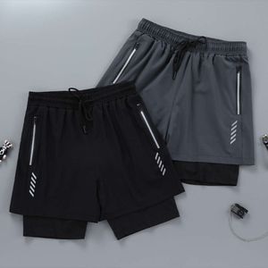 Shorts americanos masculinos de camada dupla, basquete, forro de três colheitas, secagem rápida, duas peças, calça de moletom solta de futebol, moda