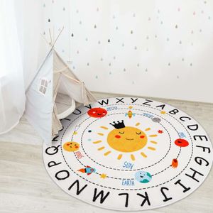 LTKOUGFAM ABC 6 Piedi Lavabile per Bambini Morbido Peluche Cerchio Educativo Tappeto con Lettere del Sistema Solare Antiscivolo, Adatto per Aula, Sala Giochi, Camera da Letto, Cameretta per Bambini