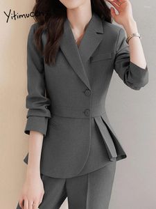 Women's Two Piece Pants Korean Style Temperament Fashion Formal Wear Office Women Pant Work Elegant Streetwear 2024 Casual Blazers Suits