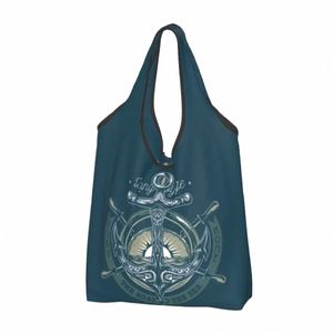 reciclagem Retro Vintage Náutico Anchor Shop Bag Mulheres Tote Portátil Sailor Grocery Shopper s W2yU #