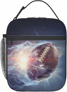 football Fire Lunch Box Insulated Thermal Reusable Lunch Bag Cooler Totes for Men Work Office Picnic Hiking 26mE#