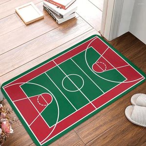 Bath Mats Mat Kitchen Shower Room Basketball Court Foot Green And Red Vintage Toilet Quick Dry Non Slip Design Bathroom Rug