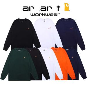디자이너 까마귀 Arhart Long Sleeve Round Neck T-Shirt Letter 골드 라벨 스웨터 느슨한 남자와 여자의 단색 패션 브랜드 스웨터 탑 의류