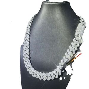 Miami Cuban Link Chain Naszyjnik Designer dla mężczyzn 3 rzędowy bling Moissanite Diamond o szerokości 20 mm Choker lodowane łańcuchy naszyjniki Złota Złote Tlate Rock Hip Hop Biżuteria