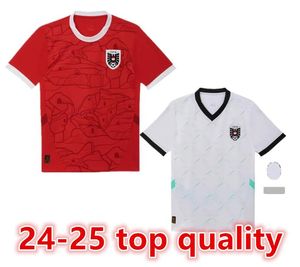 Österrike Euro 2024 25 Home Away Kits Men Tops Tee Shirts Uniforms Set Red Tops White Tees
