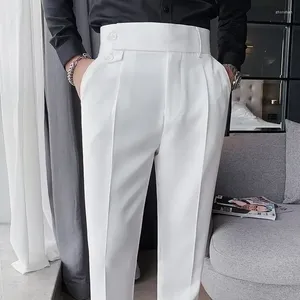 Pantaloni da uomo Abito da uomo Tinta unita Slim Fit Primavera Autunno Streetwear Vita elastica Pantaloni formali da ufficio da uomo dritti