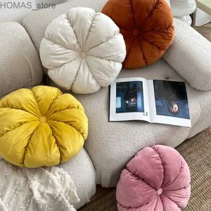 Kudde/dekorativ kudde 45/40 cm Rund väska Tatami Mat Pumpkin Velvet Pleated Floor Soft Seat Cushion Throwing Toys Living Room SOFA SOFA DECORATION Y240401