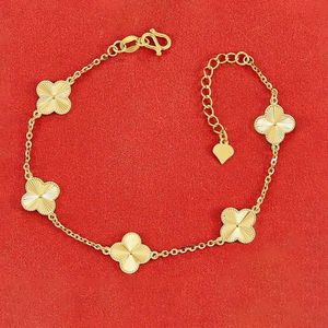 Vans 999 Gold und Silber Kleeblatt-Armband, Goldpaket, Silber, Autoblume, Fünf-Blumen-Armband, Damenschmuck, Geschenk für Frau