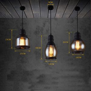 Retro Glass Pendant Light Industrial LED Hanging Lamps vardagsrum matsal kafé inomhus dekorativa belysning armaturer