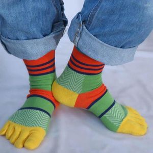 Men's Socks Soft Breathable Split-toed Long Tube Thick Sport Cotton Man Five Finger Middle Hosiery