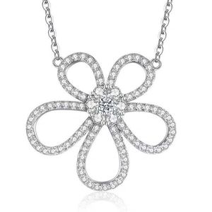 Caldo Van Big Flower Necklace Silver Plorato Diamond Gold Diamond Ciondolo pieno di femmina cava