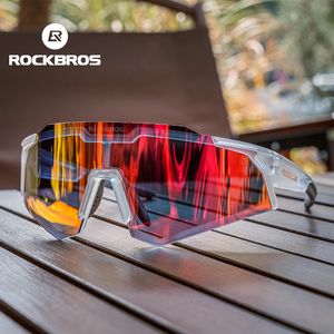 Rockbros Bicycle Glasses Pochromic偏光レンズ自転車サングラスアイウェア日焼け止めスポーツロード大人サイクリングメガネ240328