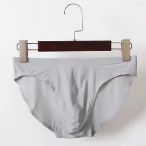 Underpants Sexy Underwear Men Elastic Seamless Briefs White Breathable Ice Silk Solid Low Waist Soft