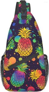 Ryggsäck färgglada ananas med stolthet flaggfärger slingväska crossbody för kvinnor män bröstvandring camping resor