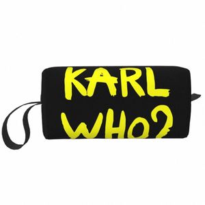 amarelo Karl Who Slogan Makeup Bag para mulheres Travel Cosmetic Organizer Cute Storage Toiletry Bags 39Hp #