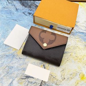 Borse di marca di lusso Portafogli corti da donna Portafoglio multiplo con fibbia in metallo classica Cucitura a lettera marrone Pochette da donna stampata Donna Coi Qabi