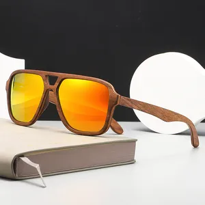 GW2662G wood laminated fashion woodwork large frame vintage Polaroid HD polarised anti-UV400 sunglasses