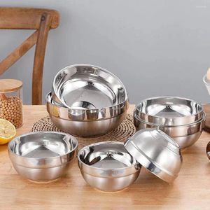 Bowls 1pcs 13cm Thick Metal Rice Cereal 304 Stainless Steel Bowl Double Walled Ice Cream Soup Heat Insulated Mixing