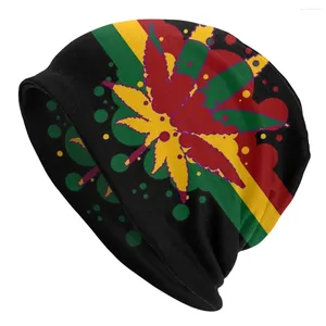 Berets Judah Flag Rasta Leaf Skullies Beanies Hüte Casual Herbst Winter Outdoor Männer Frauen Caps Erwachsene Warme Dual-use-Motorhaube gestrickte Hut