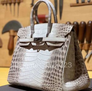 10s Top Handmade Tote Bag Designer Bag Tote Classic Noble Himalayan 25 30cm med importerad original Top Quality Crocodile Skin Gewc